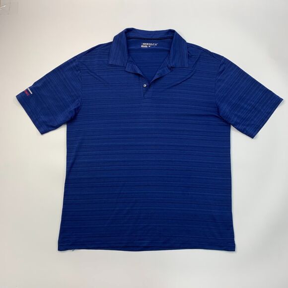 Nike Golf Polo Shirt Men L Large Blue Heather Elite Series Dri Fit Stretch *READ - Picture 2 of 11